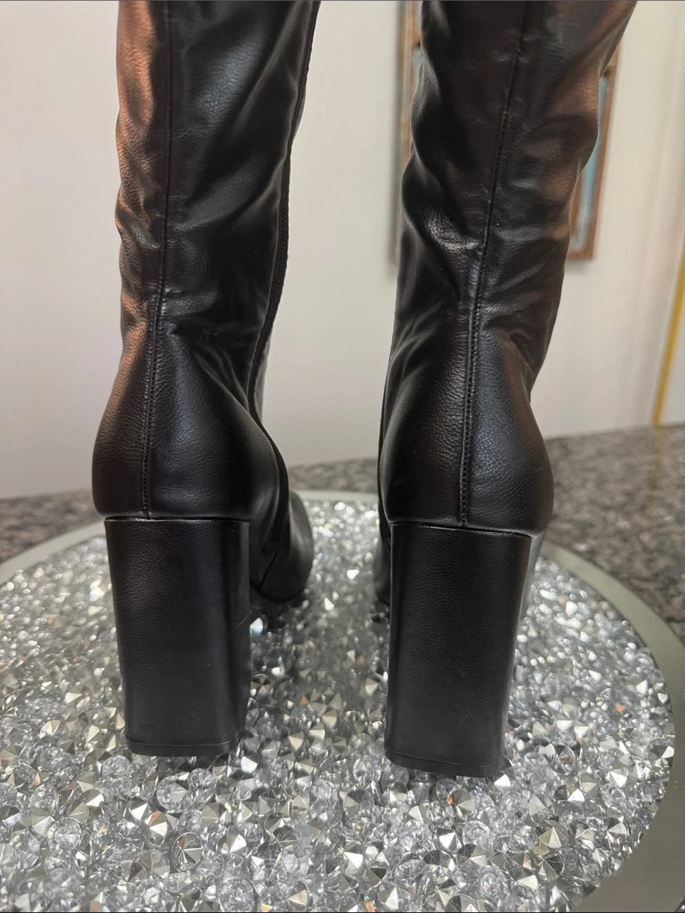 SHEIN Black Over-the-Knee Block Heel Boots NWOT 8